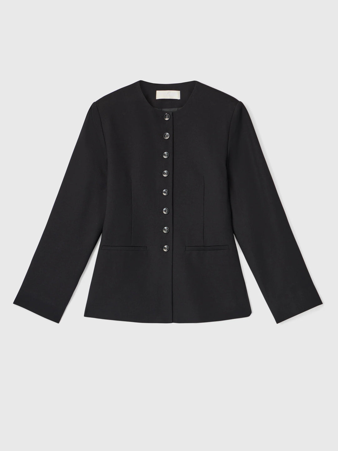 Tailored Round Neck Blazer Black