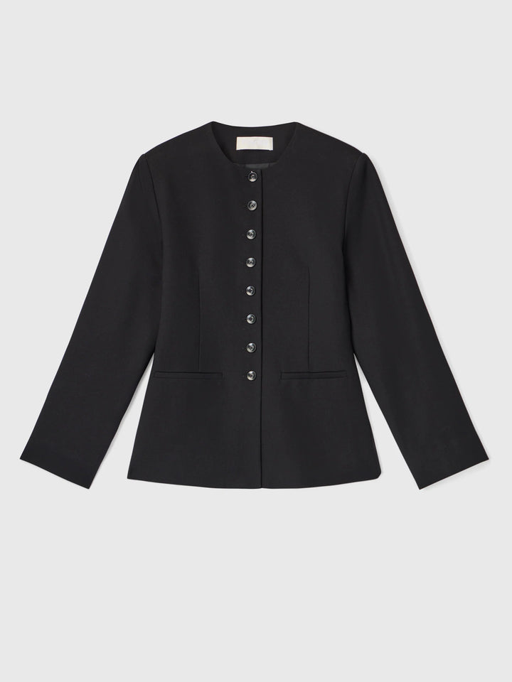Tailored Round Neck Blazer Black