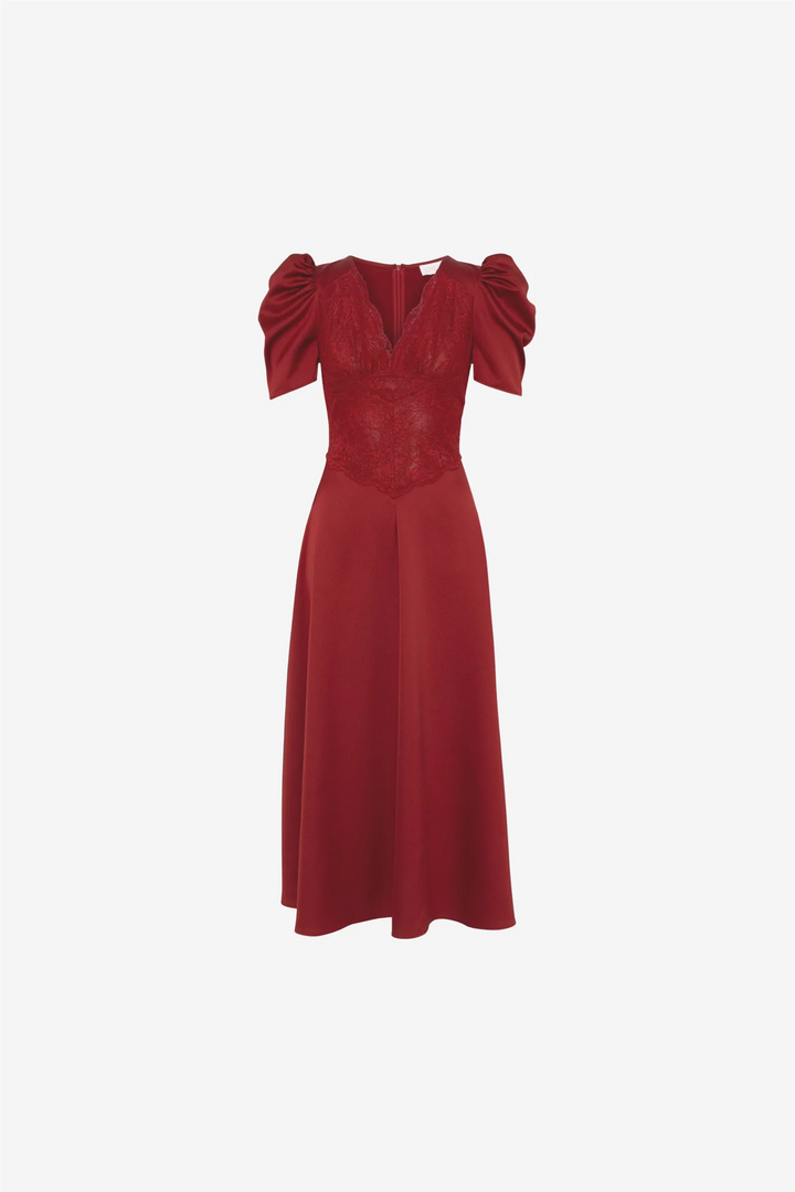 Francis Lace Midi Dress Red