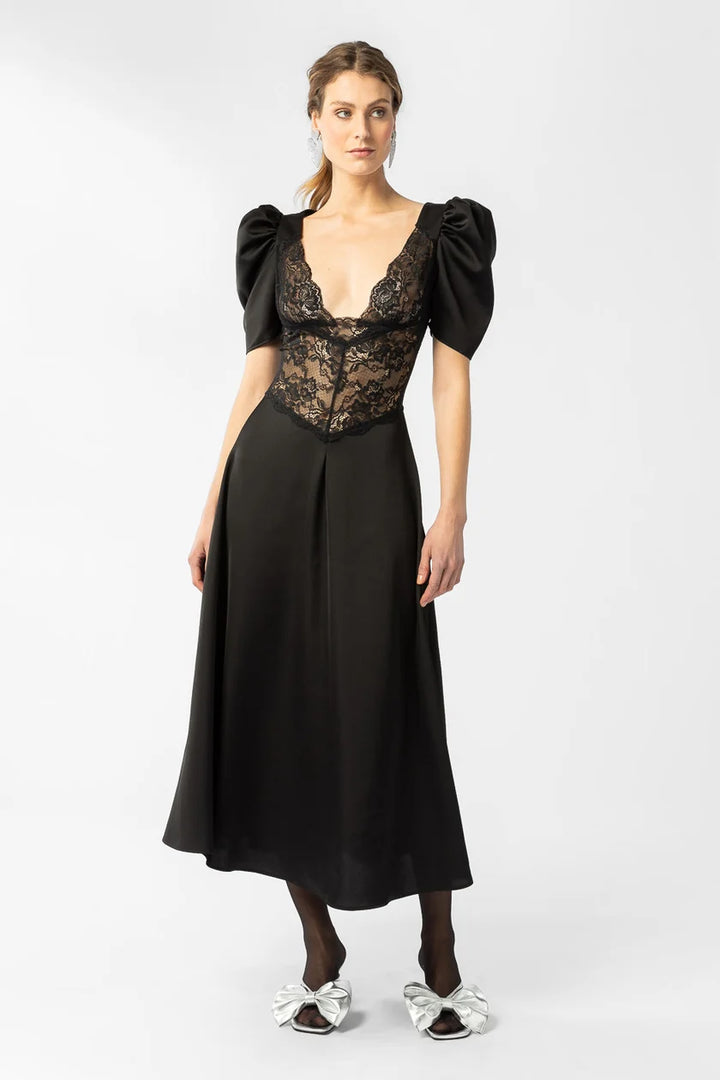 Francis lace midi dress Black