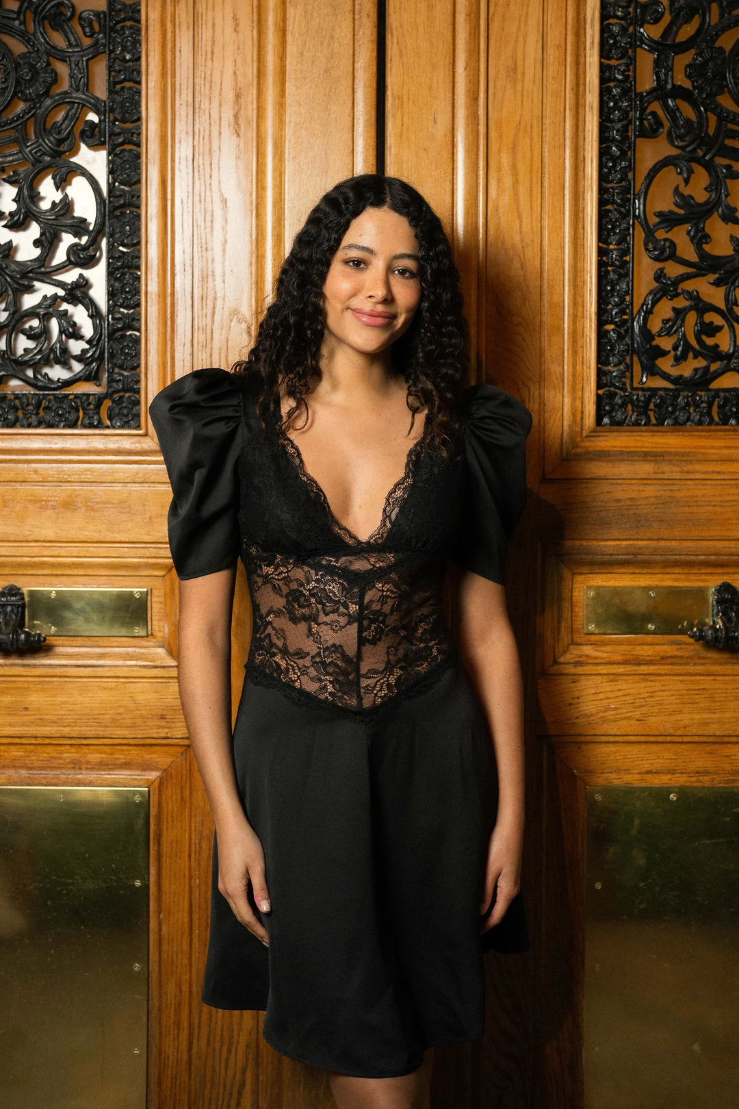 Francis lace mini dress Black