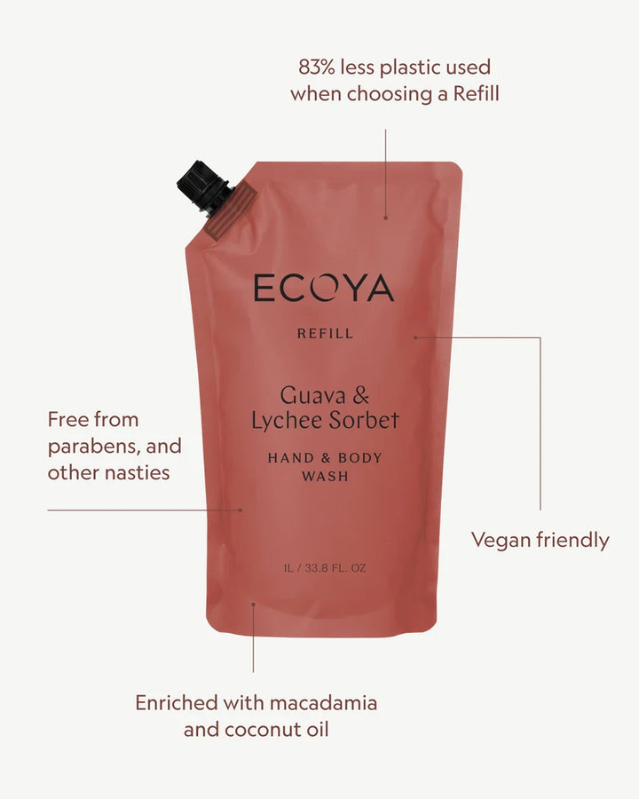 Refill Hand &amp; Body Wash 1 liter Guava &amp; Lychee