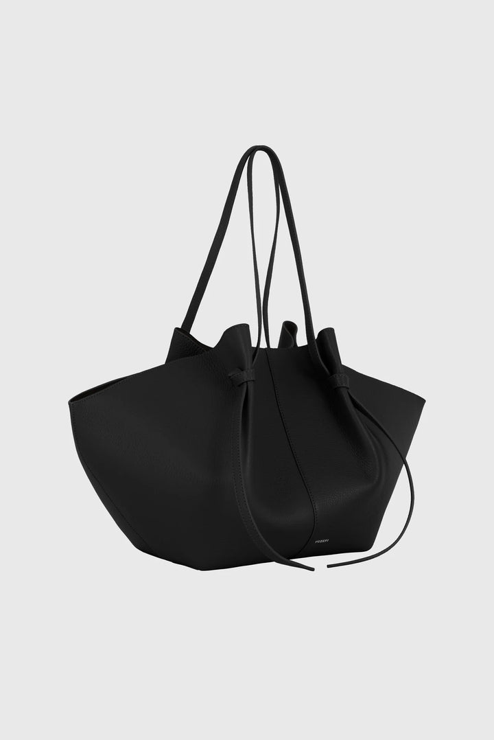 Large Mochi Pebble Grain Leather Black