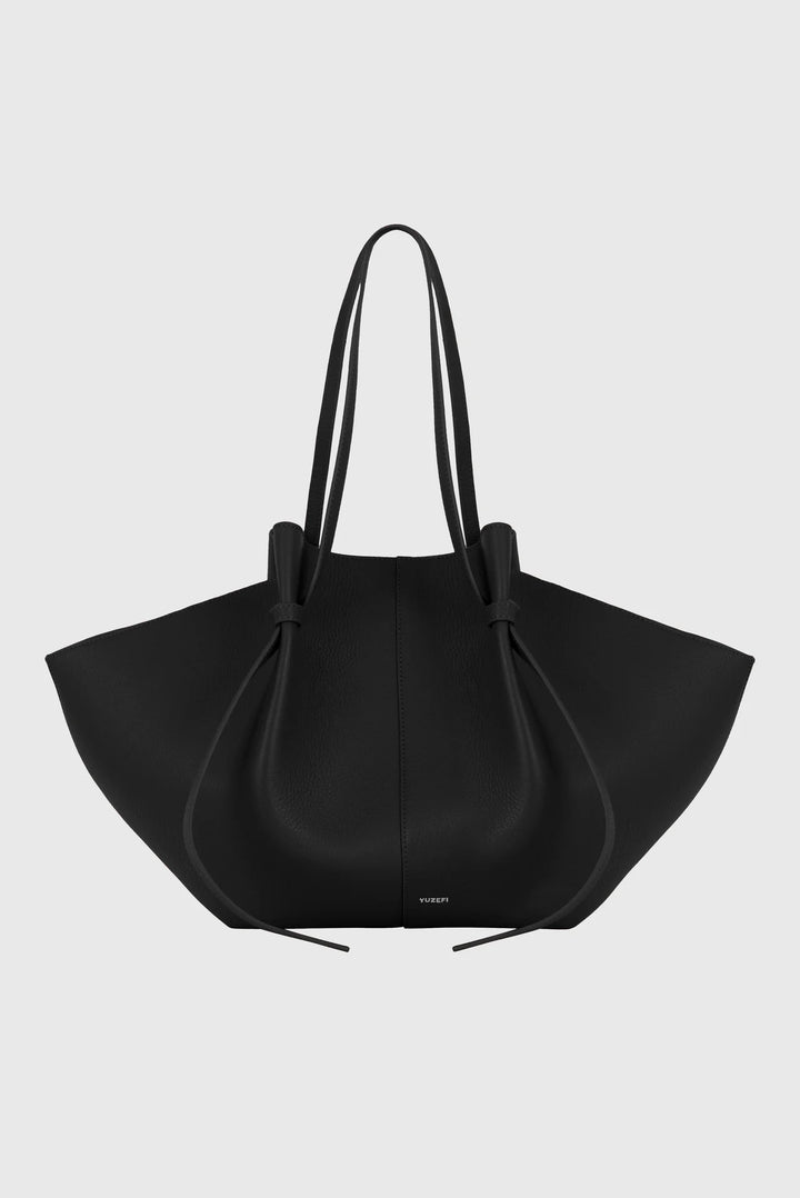 Large Mochi Pebble Grain Leather Black