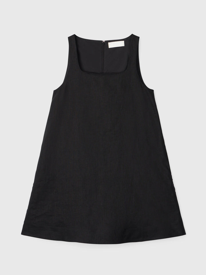 Linen Shift Dress Black