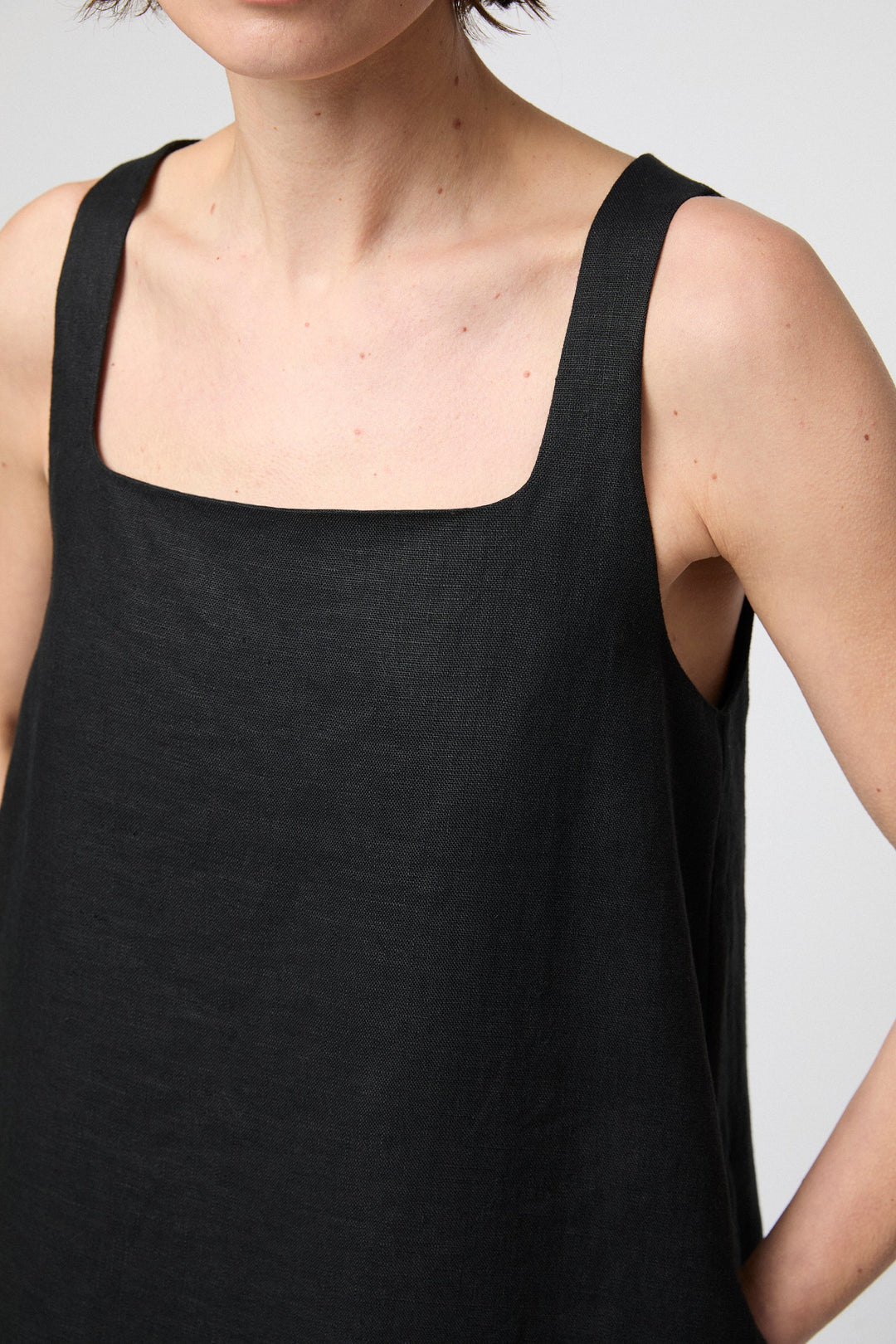 Linen Shift Dress Black