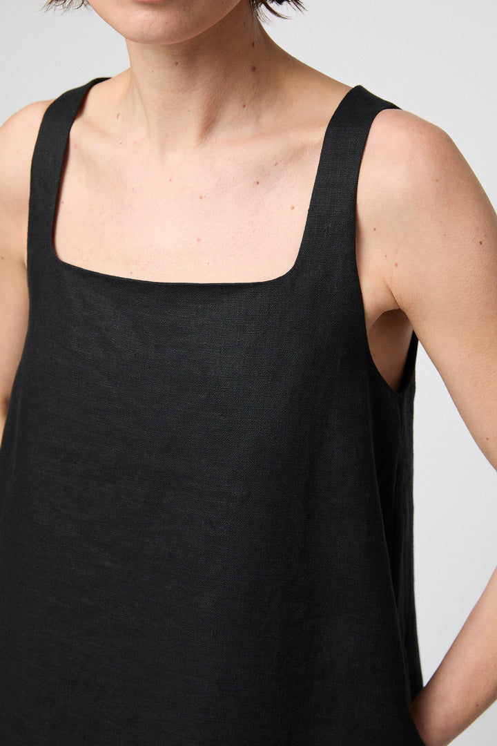 Linen Shift Dress Black