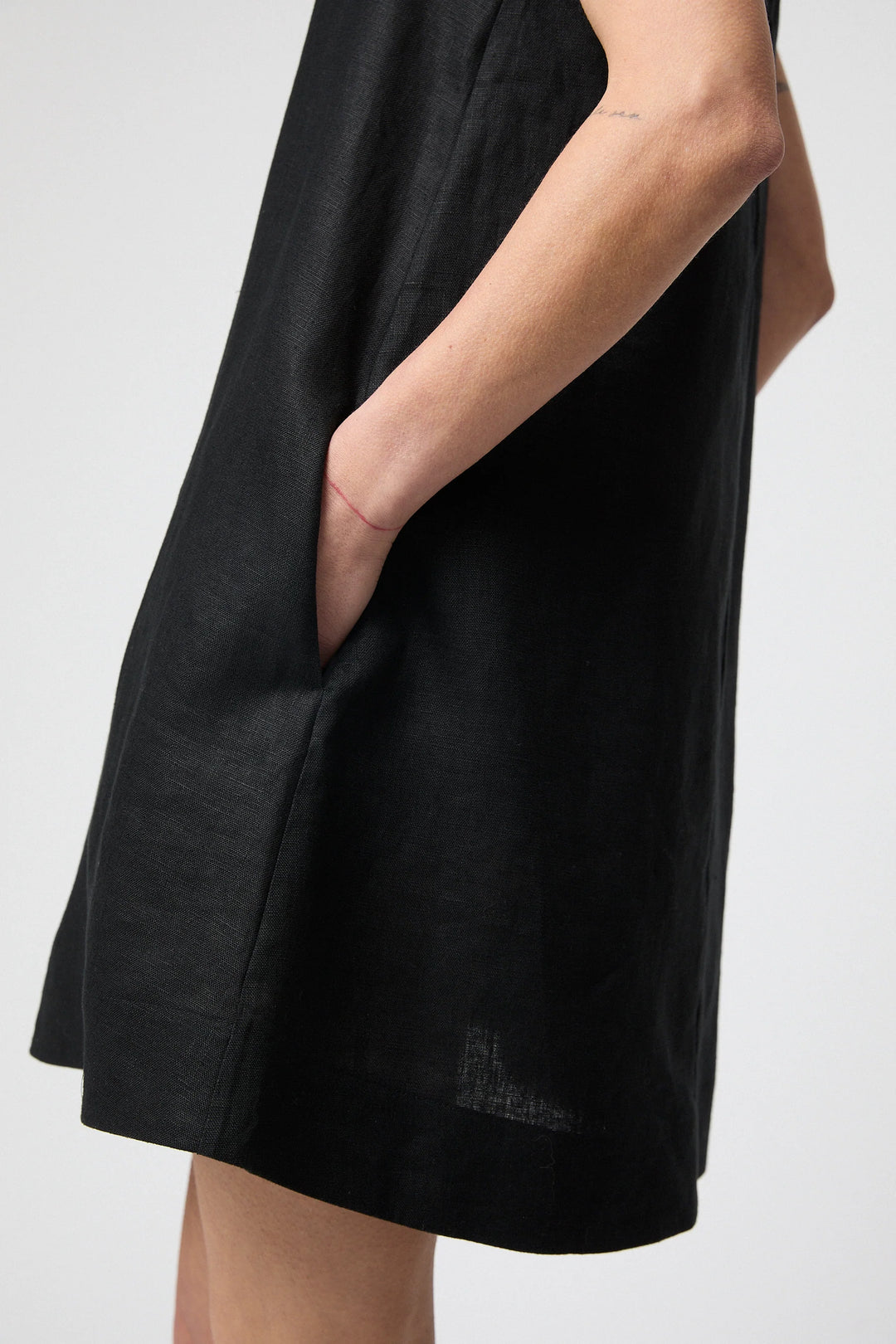 Linen Shift Dress Black