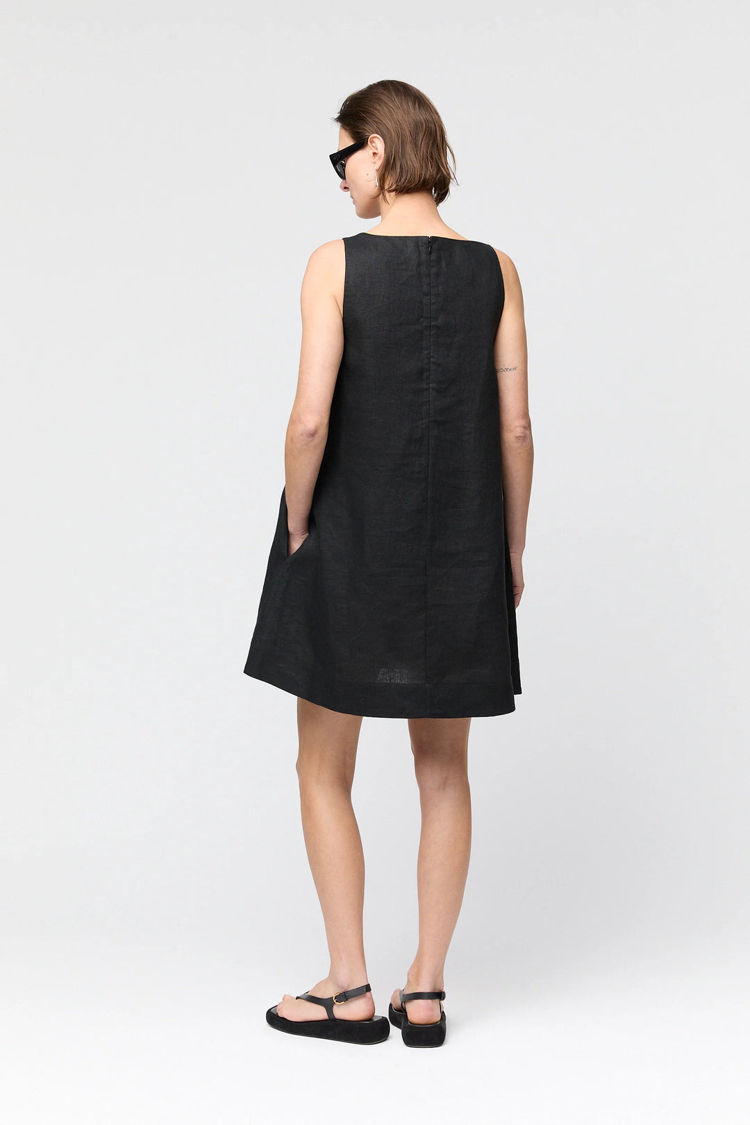 Linen Shift Dress Black
