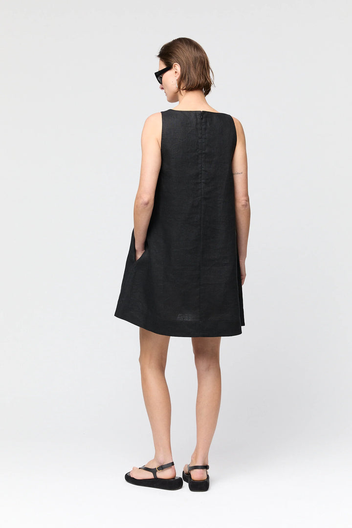 Linen Shift Dress Black