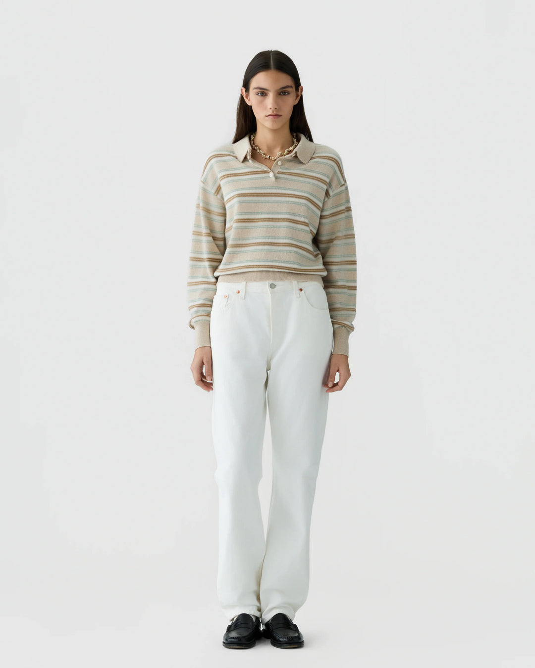 Collegiate Stripe Polo Sandstone Combo