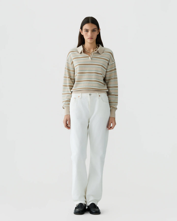 Collegiate Stripe Polo Sandstone Combo