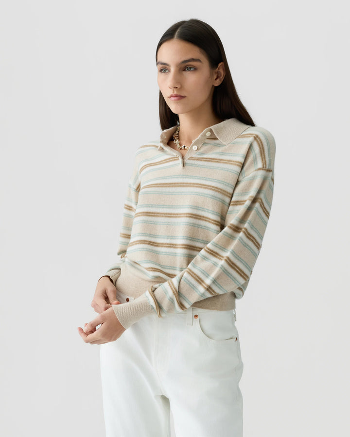 Collegiate Stripe Polo Sandstone Combo