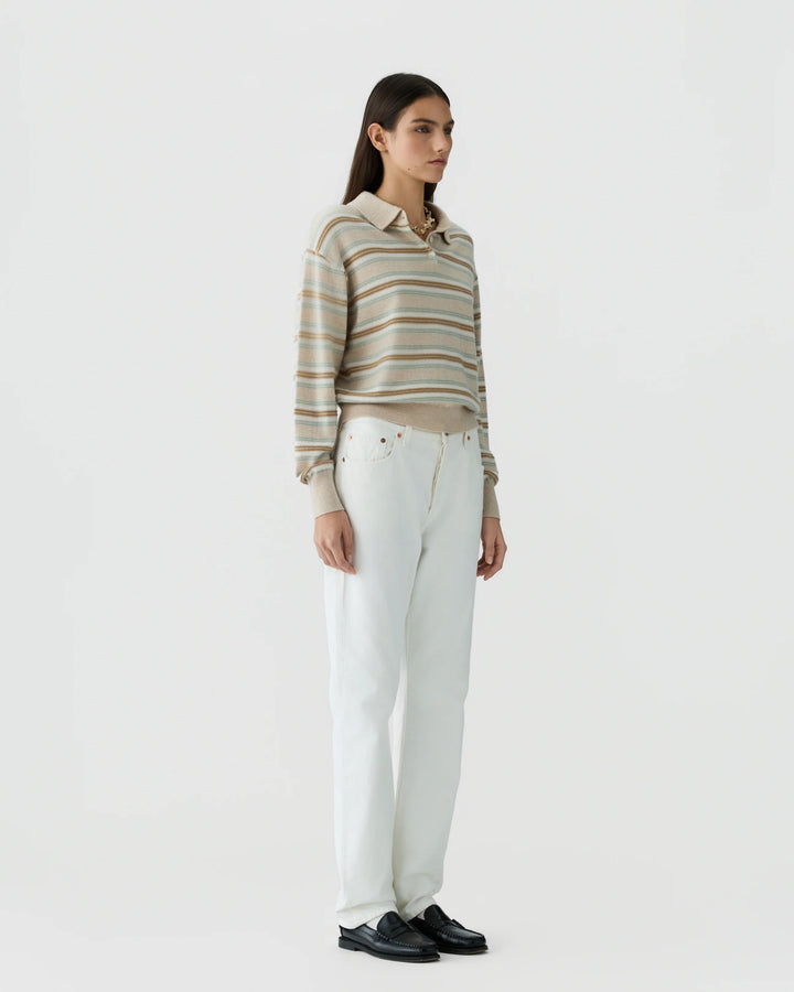 Collegiate Stripe Polo Sandstone Combo