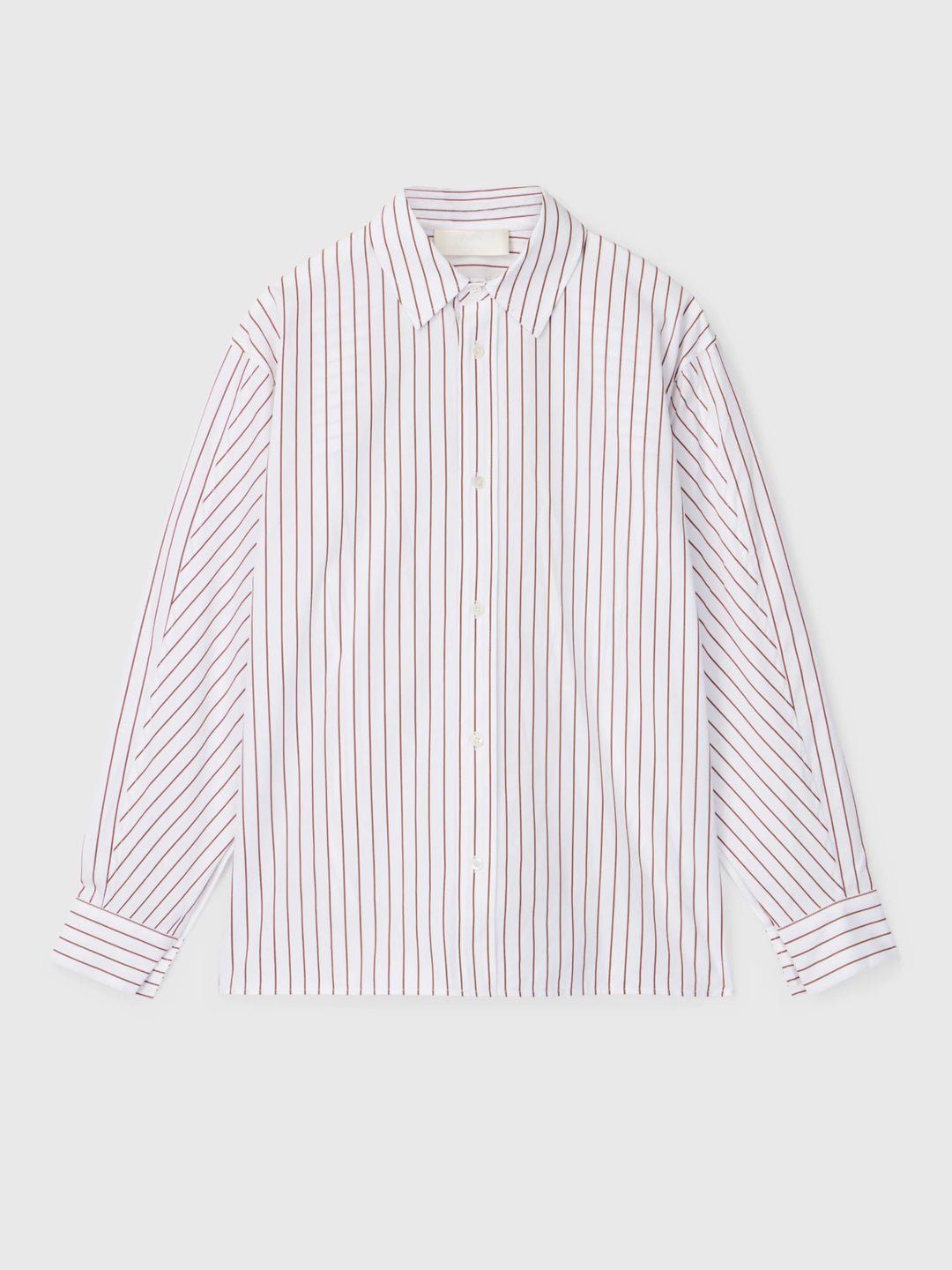 Coastal Shirt White Caramel Pinstripe