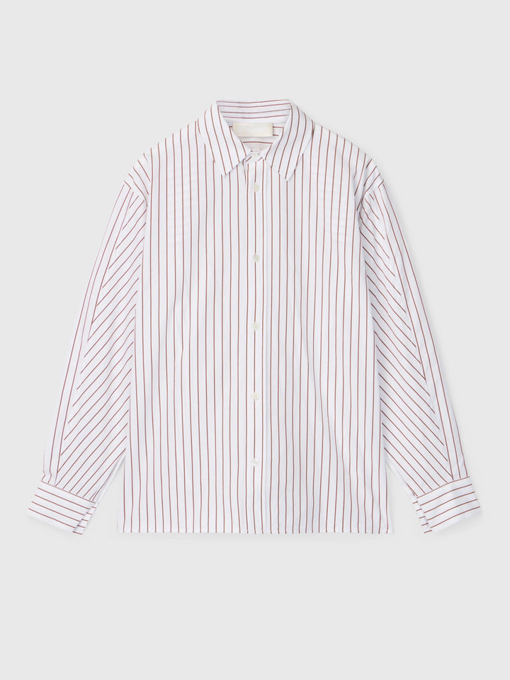 Coastal Shirt White Caramel Pinstripe