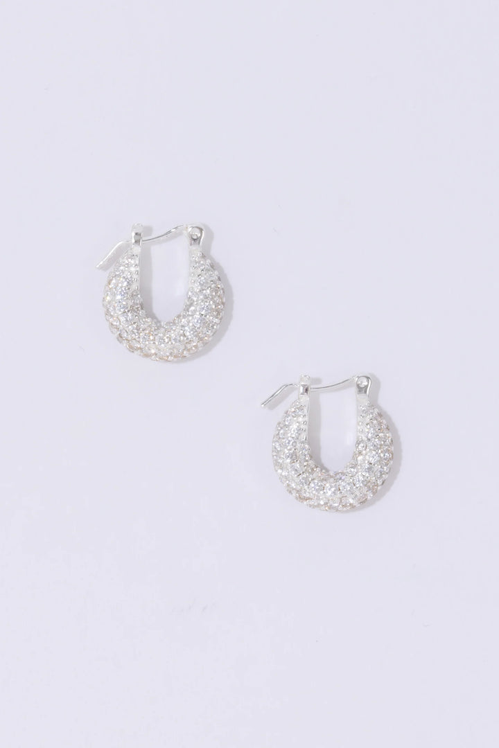 Tiny Diamond Hoops Silver