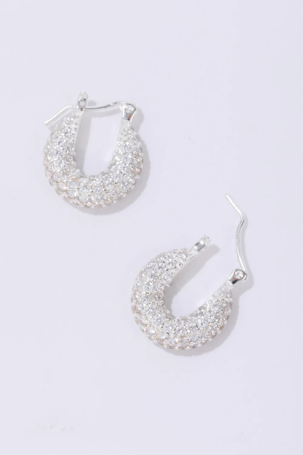 Tiny Diamond Hoops Silver