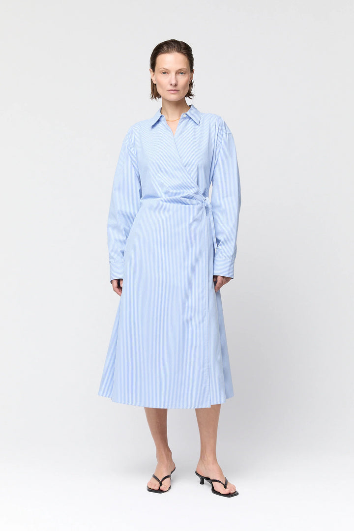 Wrap Shirt Dress Blue