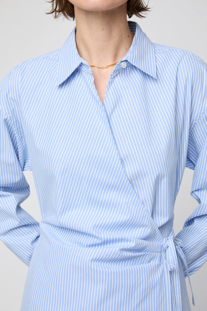 Wrap Shirt Dress Blue